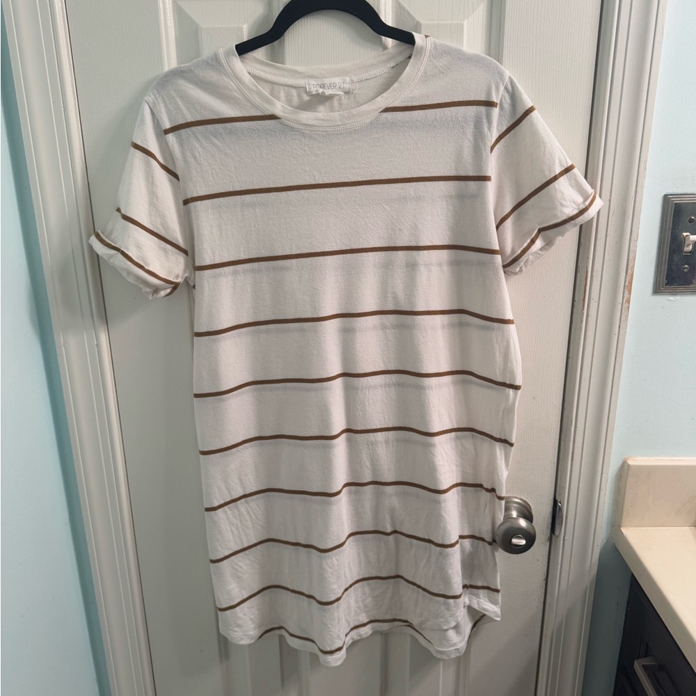 Forever 21 Horizontal Stripe T-shirt Dress, Casual Comfy Style, L